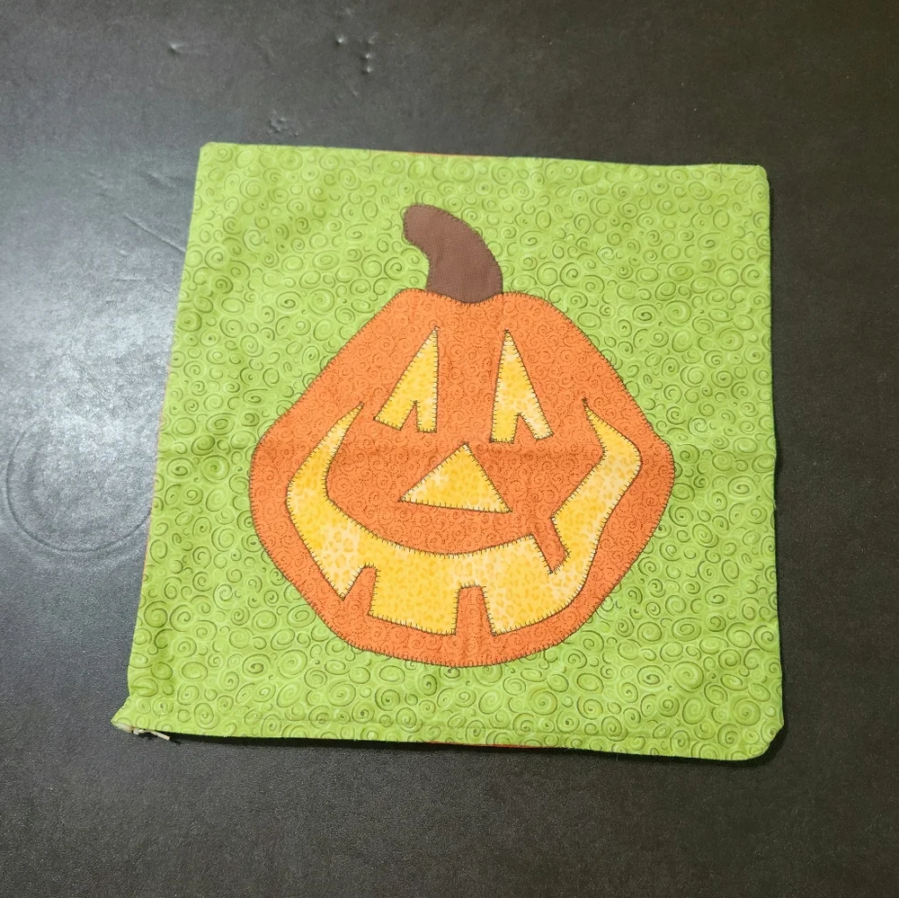 Handmade Jack-O-Lantern throw pillow cover